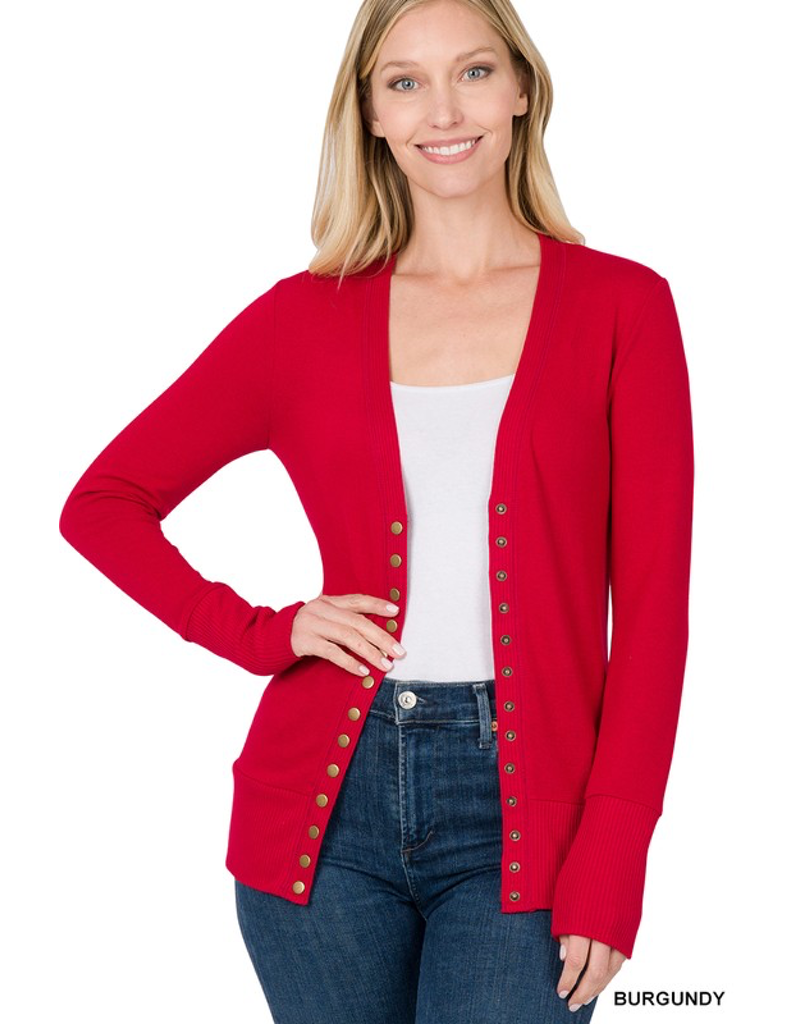 Snap Cardigan Full Sleeve - Burgundy