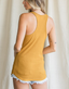 Button Ribbed Racer Back Tank Top