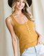 Button Ribbed Racer Back Tank Top