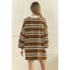 Coastal Breeze Stripe Sweatshirt Dress: Mocha