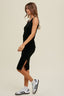 Ribbed Ruched Detail Knit Dress - Black