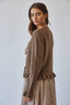 Ruffle Wave Button Knit Cardigan: CHOCO