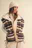 A STRIPED PLUSH FLEECE OVERSIZED VEST: MULTI