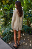 Knit Sweater Cotton Long Sleeve V Neck Cardigan: Ivory