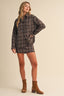 CHECK PRINTED OVERSIZED LONGSLEEVE SHIRTS AND MINI : Brown