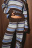 CREW NECK MULTI STRIPE SWEATER: BROWN-MULTI STRIPE