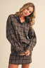 CHECK PRINTED OVERSIZED LONGSLEEVE SHIRTS AND MINI : Brown