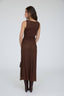 LACE RUCHED DETAIL TANK MIDI DRESS: DARK BROWN
