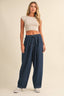 DENIM ELASTIC WAIST RELAXED FIT BALLOON PANTS: DK DENIM