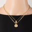 Gold Dipped Coin Pendant Layered Necklace: GOLD