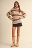 LONGSLEEVED TURTLENECK STRIPED SWEATER: TAUPE MULTI