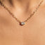 Gold Dipped Oval Bezel Cz Paperclip Necklace: GOLD