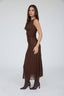 LACE RUCHED DETAIL TANK MIDI DRESS: DARK BROWN