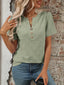 Eyelet Notched Short Sleeve Top - Sage