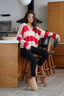 Carmen Red and Taupe Striped Sweater