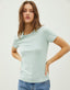 Casual Slim Striped Crewneck T-Shirt - Sage