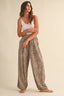 LEOPARD GAUZE RELAXED FIT BALLOON PANTS: LEOPARD