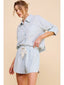 Long Sleeve Linen Striped Shirt: Blue Stripe