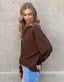 Ribbed  Knit Pullover - Chocolate