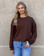 Ribbed  Knit Pullover - Chocolate