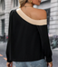 Color Blocked Off Shoulder Blouse - Black
