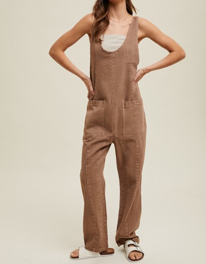 Cotton Denim Overall - Mocha