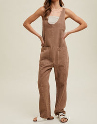 Cotton Denim Overall - Mocha