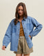 Cotton Denim Shirt with Burnout Pocket Detail