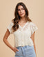 Crochet Short Sleeve Button Down - Natural