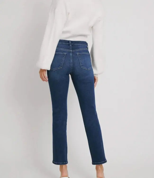 Adaline High Rise Slim Straight Jeans - Dark