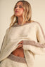 CONTRAST SWEATER TOP AND SHORTS SET: OATMEAL MULTI