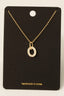 Pave Oval Pendant Dainty Chain Necklace: G