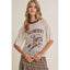 Howdy Cowboy Graphic Sheer Lace Top: VANILLA/BROWN