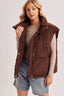 OVERSIZE HIGH NECK QUILTED PUFFER VEST: CHOCOLATE
