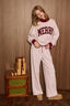 Striped Knit Drawstring Wide Leg Lounge Pants: DUSTY PINK STRIPE