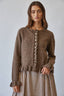 Ruffle Wave Button Knit Cardigan: CHOCO