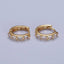16K Gold Filled Baguette Cubic Zirconia Lined 13x14mm Huggie Hoops Earrings