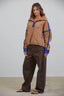Teddy Sherpa Fleece Half Zip Pullover: CHOCO/BLUE