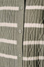 Striped Mock Neck Cable Knit Button Cardigan: OLIVE-CREAM STRIPE