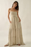 Geometric-Print Ruched Wide-Leg Tiered Ruffle Cami Jumpsuit: Oatmeal