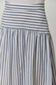 STRIPED COTTON MIDI SKIRT: NATURAL/NAVY