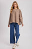STRIPED CREW NECK  SLOUCHY KNIT TOP: LATTE/IVORY