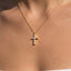 18K Gold Dipped Baguette Cz Cross Necklace: G