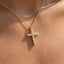 Gold Dipped Cz Pave Dainty Cross Pendant Necklace: GDCRY