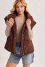 OVERSIZE HIGH NECK QUILTED PUFFER VEST: CHOCOLATE