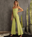 Denim V Neck Jumpsuit - Tea Leaf