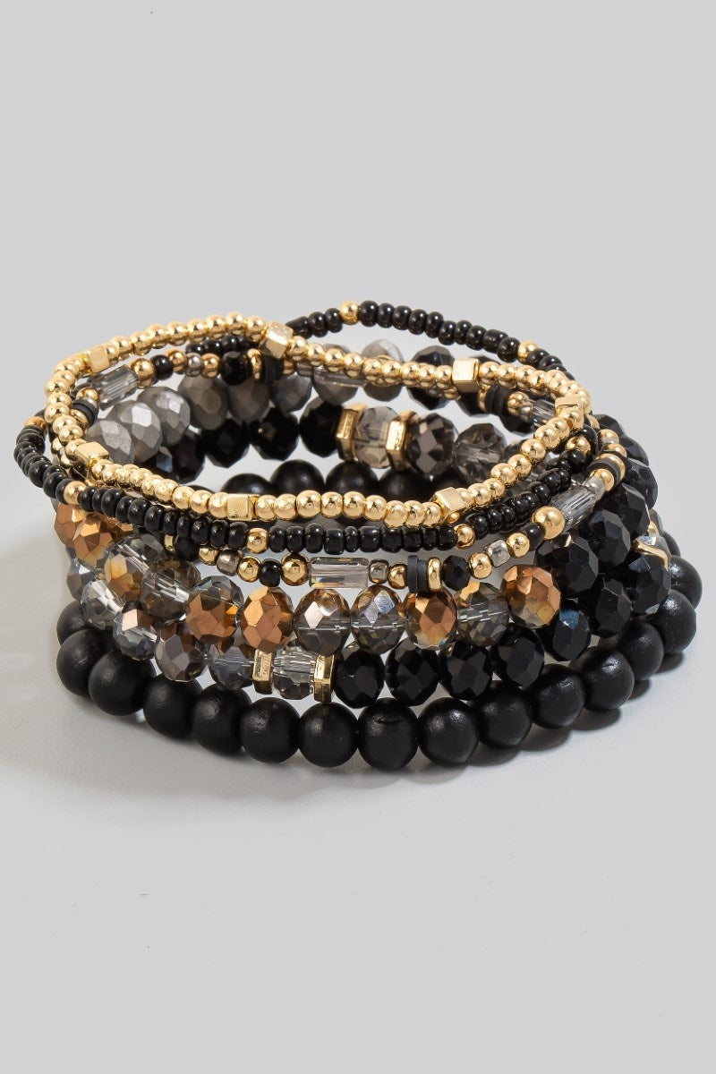 Mixed Beaded Stackable Bracelet Set
