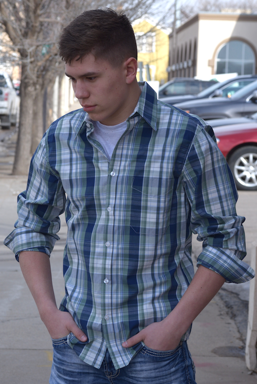 Green Plaid Button Up Dress Shirt