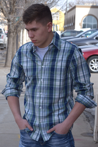 Green Plaid Button Up Dress Shirt