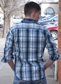 Green Plaid Button Up Dress Shirt